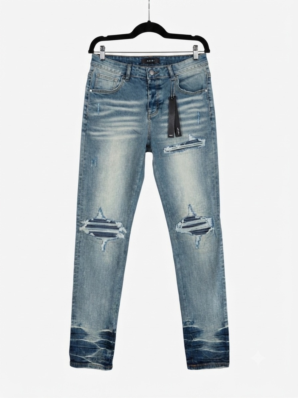 AMIRI Light Blue Distressed Skinny Jeans